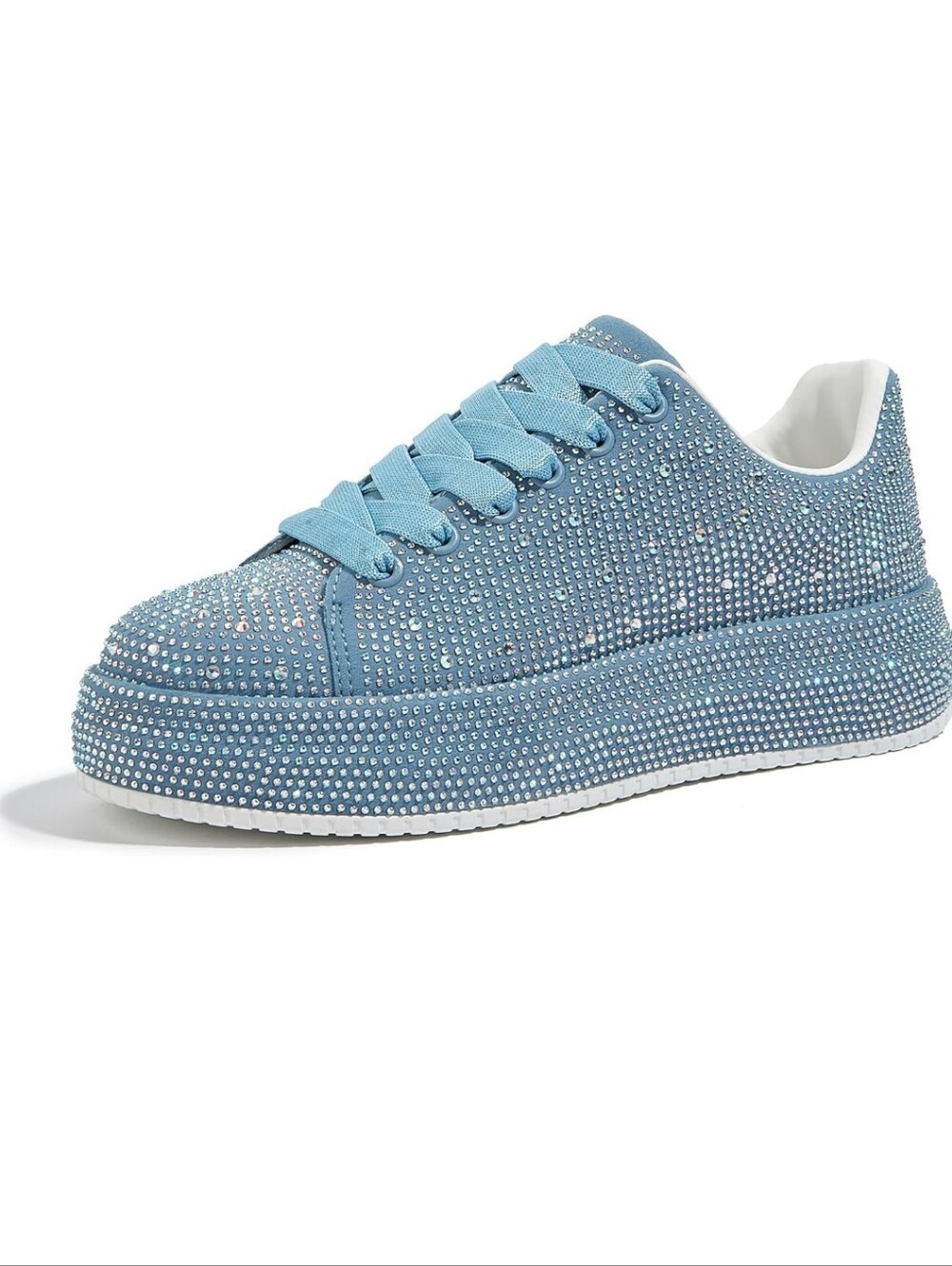 LUCKY STEP Blue Rhinestone Platform Sparkly Glitter Bling Sneakers 8.5
